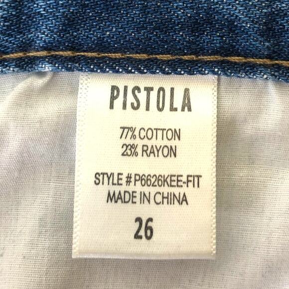 Pistola Relaxed Straight Distressed High Rise Jeans 26 Light Wash Button Fly - Picture 8 of 11